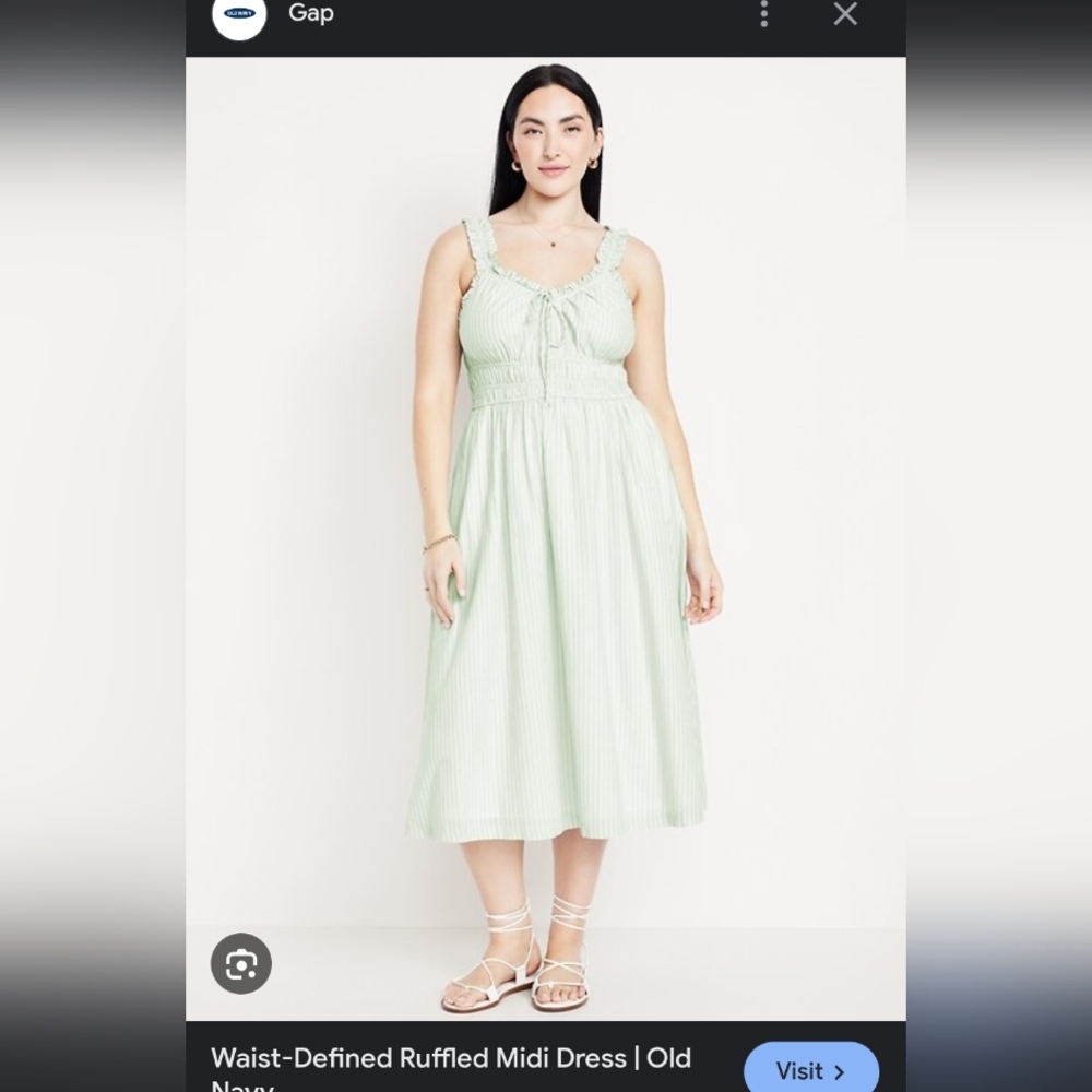 GAP Mint Green Smocked Midi Dress